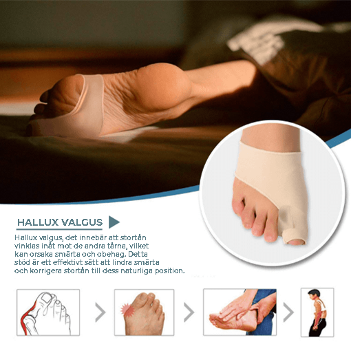 Hallux valgus korrigerende støtte med tåseparatør (2 stk)